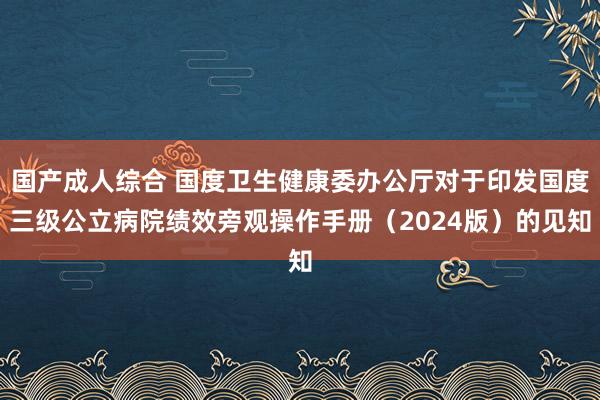 国产成人综合 国度卫生健康委办公厅对于印发国度三级公立病院绩效旁观操作手册（2024版）的见知